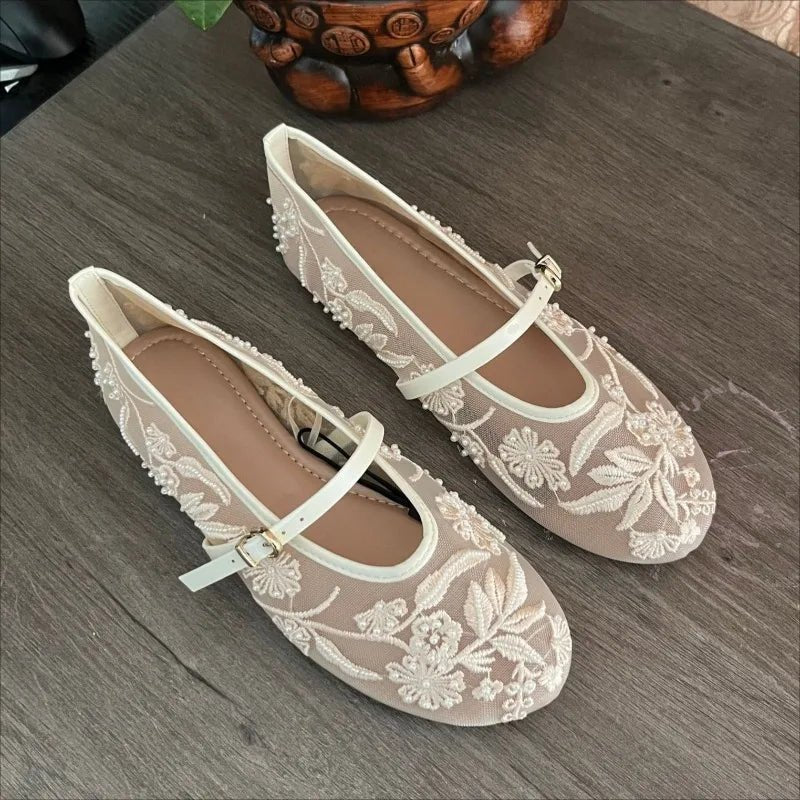 SOERA Sarah Beaded Mesh Ballet Flats - Shoes - 1005008967967408-;zj1769670009969652494 40