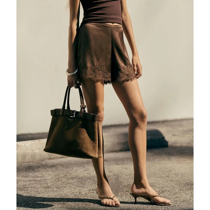 SOERA Diane Satin Shorts - Shorts - 3256809744953889-;XH1767257410773295668 Brown M