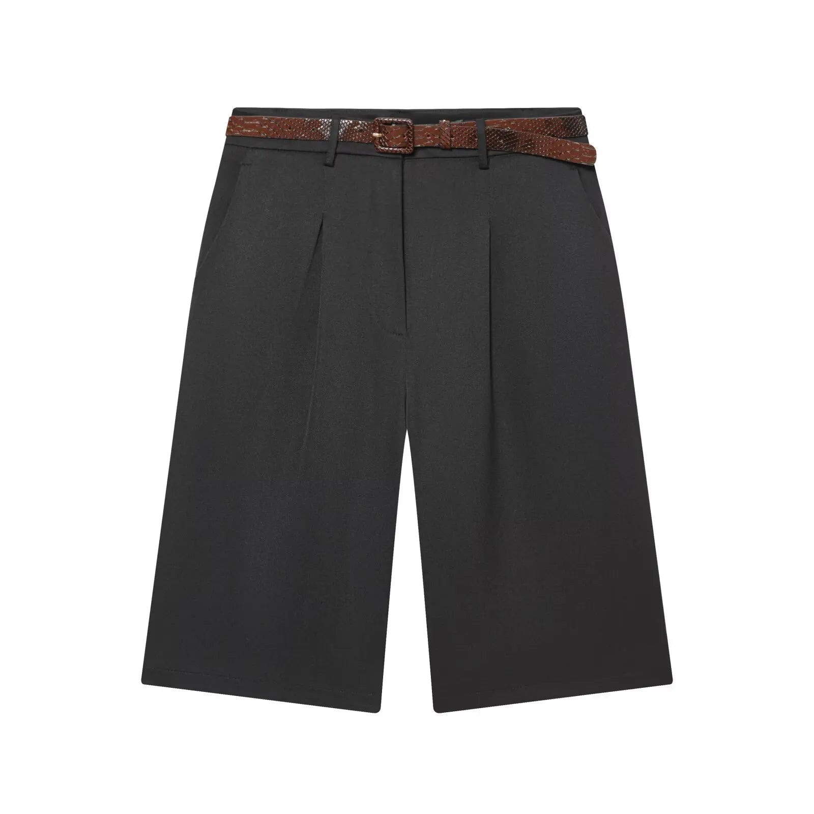 SOERA Florentine High Waist Bermuda Shorts with Belt - Shorts -  Brown XS