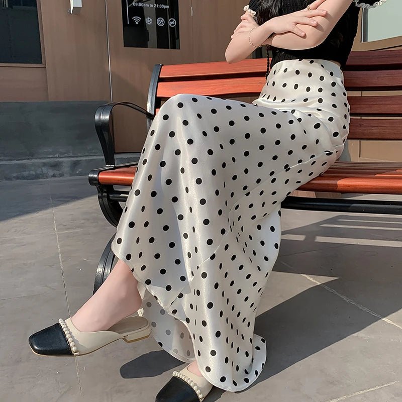 SOERA Bianca Polka Dot Mermaid Midi Skirt - Skirt -  White S