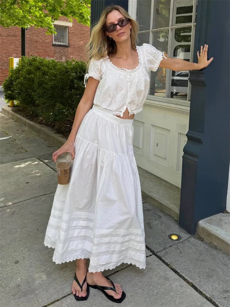 SOERA Blair High - Waist Lace Maxi Skirt - Skirt -  White