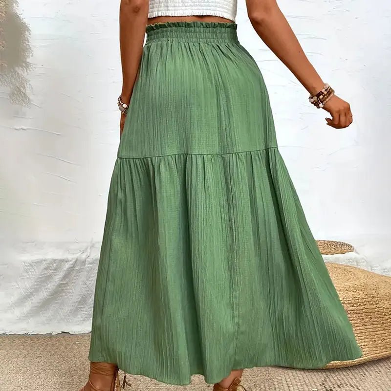 SOERA Maia Bohemian Midi Ruffle Skirt - Skirt -  Olive L