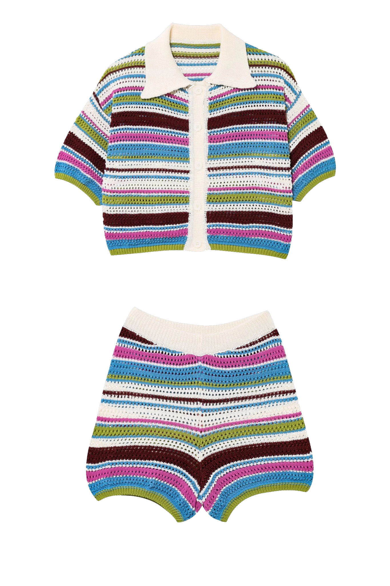 Ensemble coordonné rayé en crochet Sophie