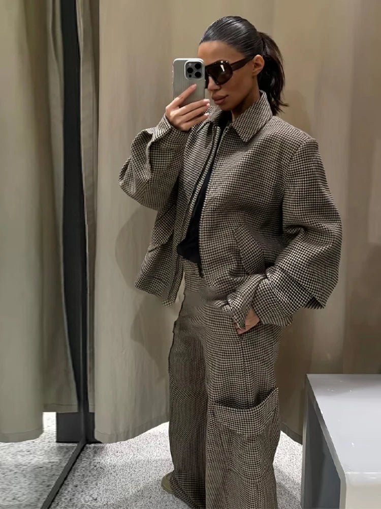 SOERA Leah Houndstooth Padded Suit Set - Suit - SOERA-318595-ACO-XS-25731 Jacket XS