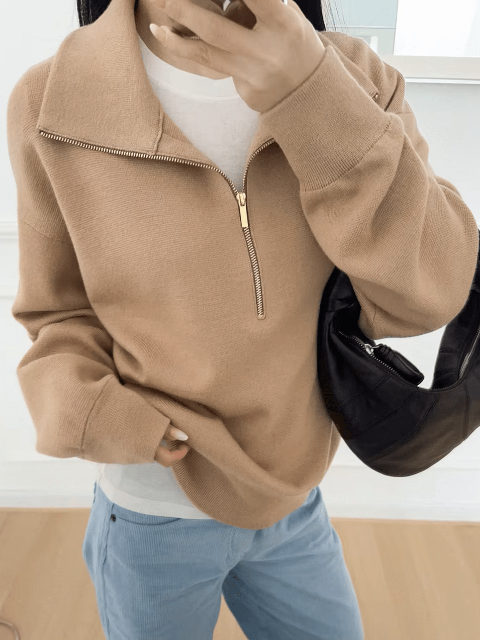 SOERA Teresa Half-Zip Knit Sweater - Sweater - SOERA-398659-CAM-S-29731 Beige S