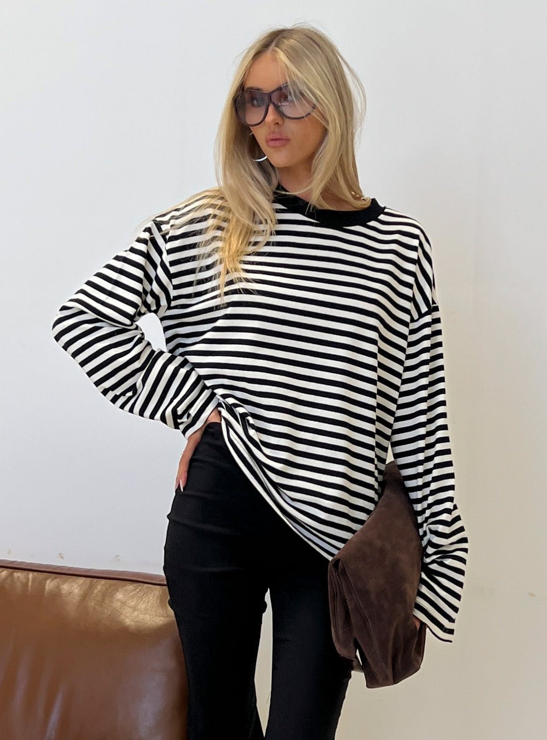 SOERA Vivien Striped Oversized Knit Sweater - Sweater - SOERA-362307-BLA-XS-03907 Black XS