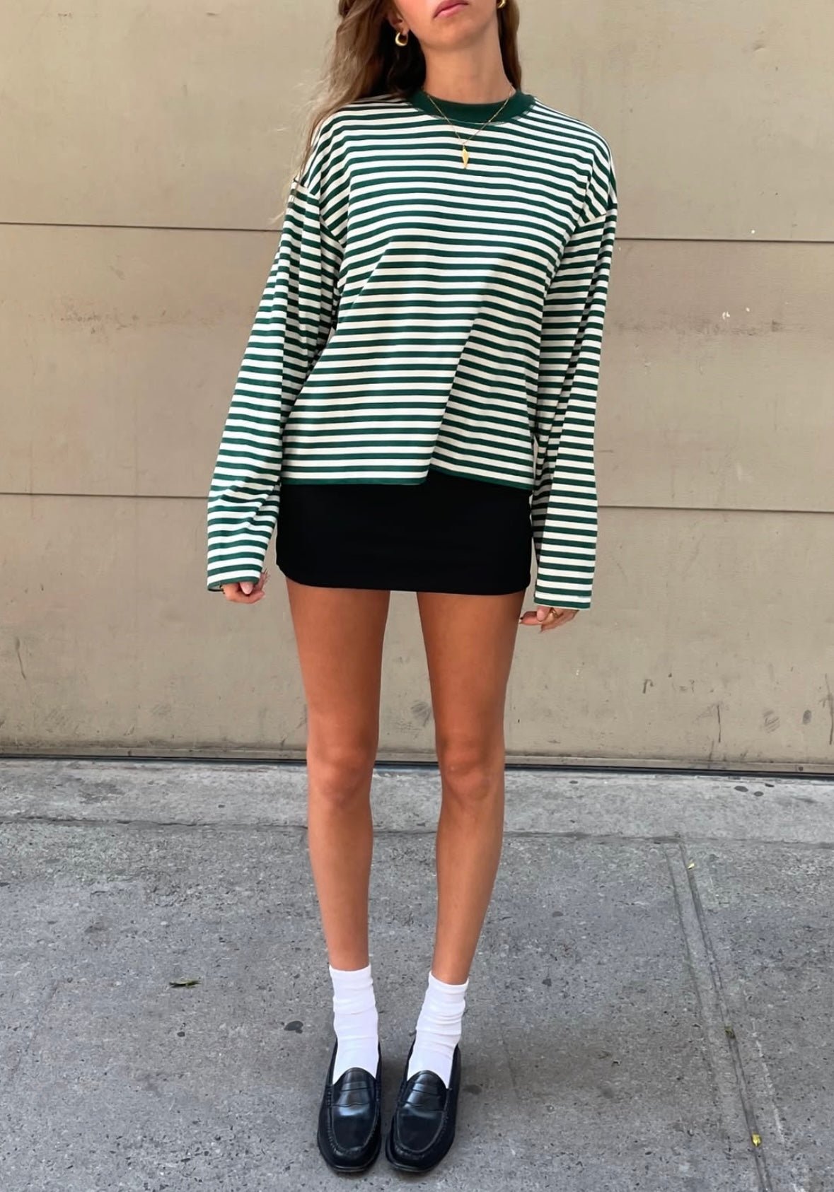 SOERA Vivien Striped Oversized Knit Sweater - Sweater - SOERA-362307-GRE-XS-31587 Green XS