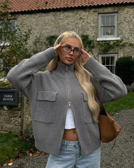 Amanda Funnel Neck Zip Up Sweater