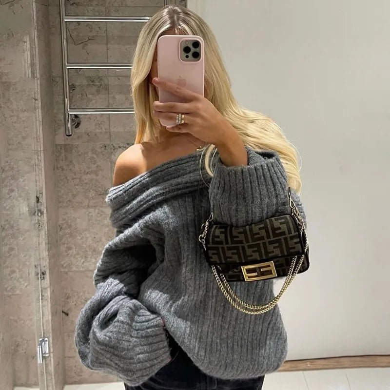 SOERA Maya Off-Shoulder Knit Sweater - Sweaters & Cardigans - Wj1762772375814596479 Gray One Size