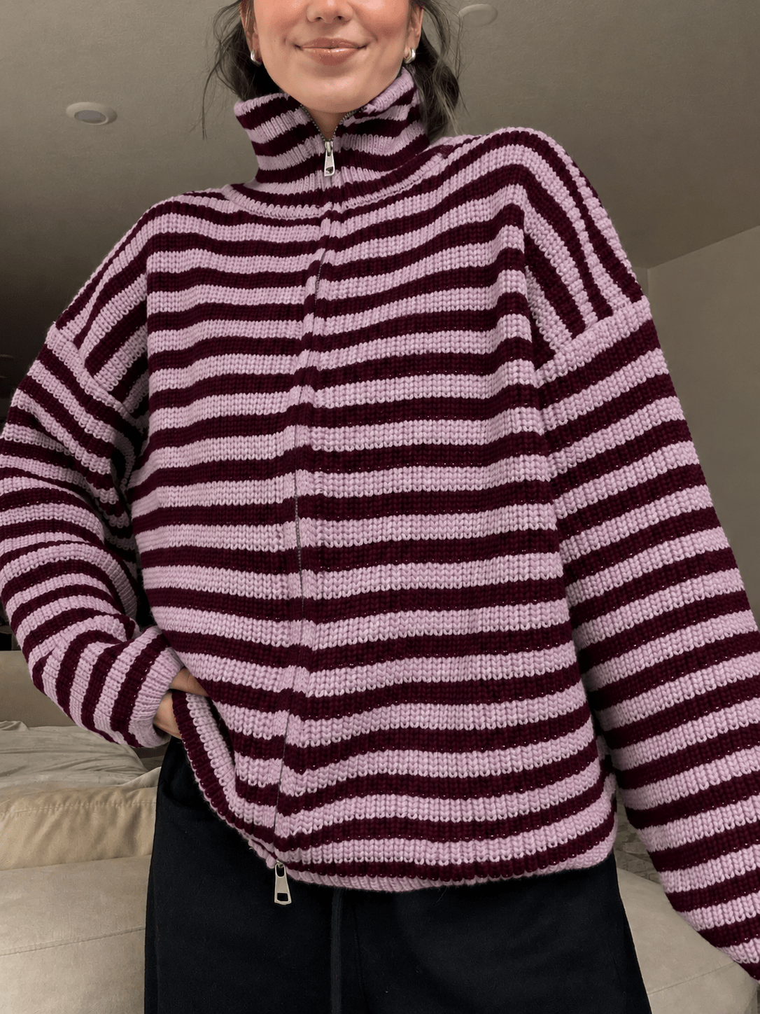 SOERA Simona Knit Zip Sweater - Sweaters & Cardigans - 1005009362328605-;um1775063642839917362 Red M