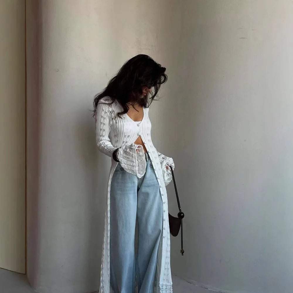 SOERA Whitney Hollow Knitted Cardigan - Sweaters & Cardigans -  White S