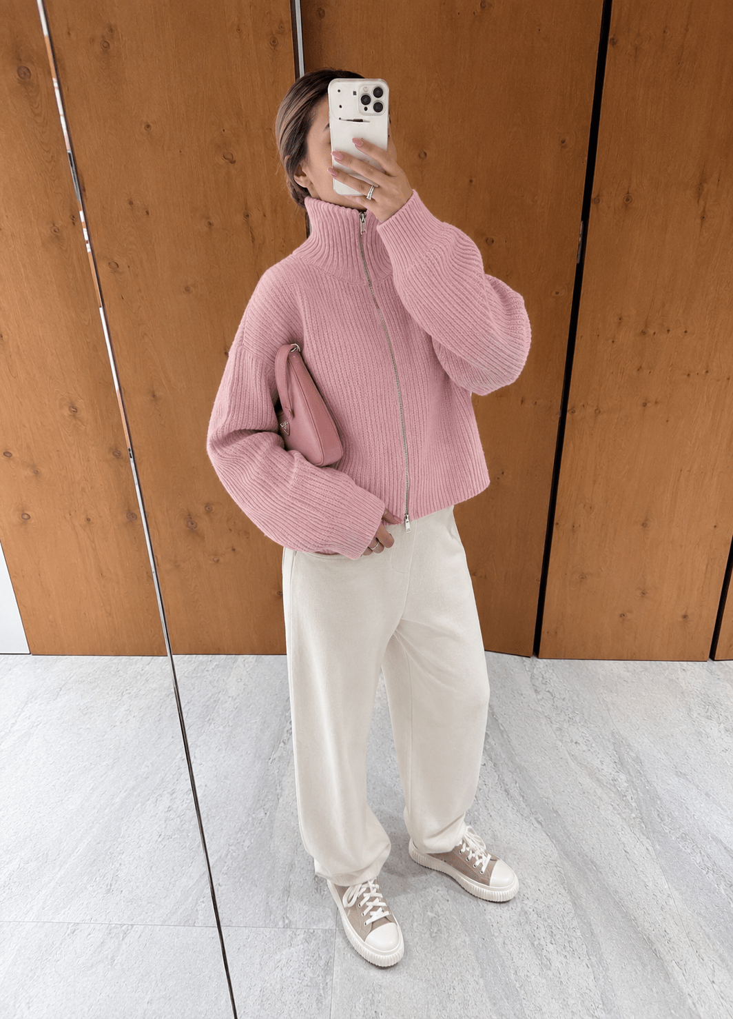 SOERA Daniela Oversized Ribbed Zip-Up Sweater - Sweaters - SOERA-454403-PIN-M-11427 Pink M