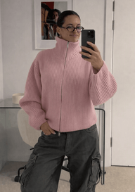 Daniela Oversized ribgebreide zip-up trui