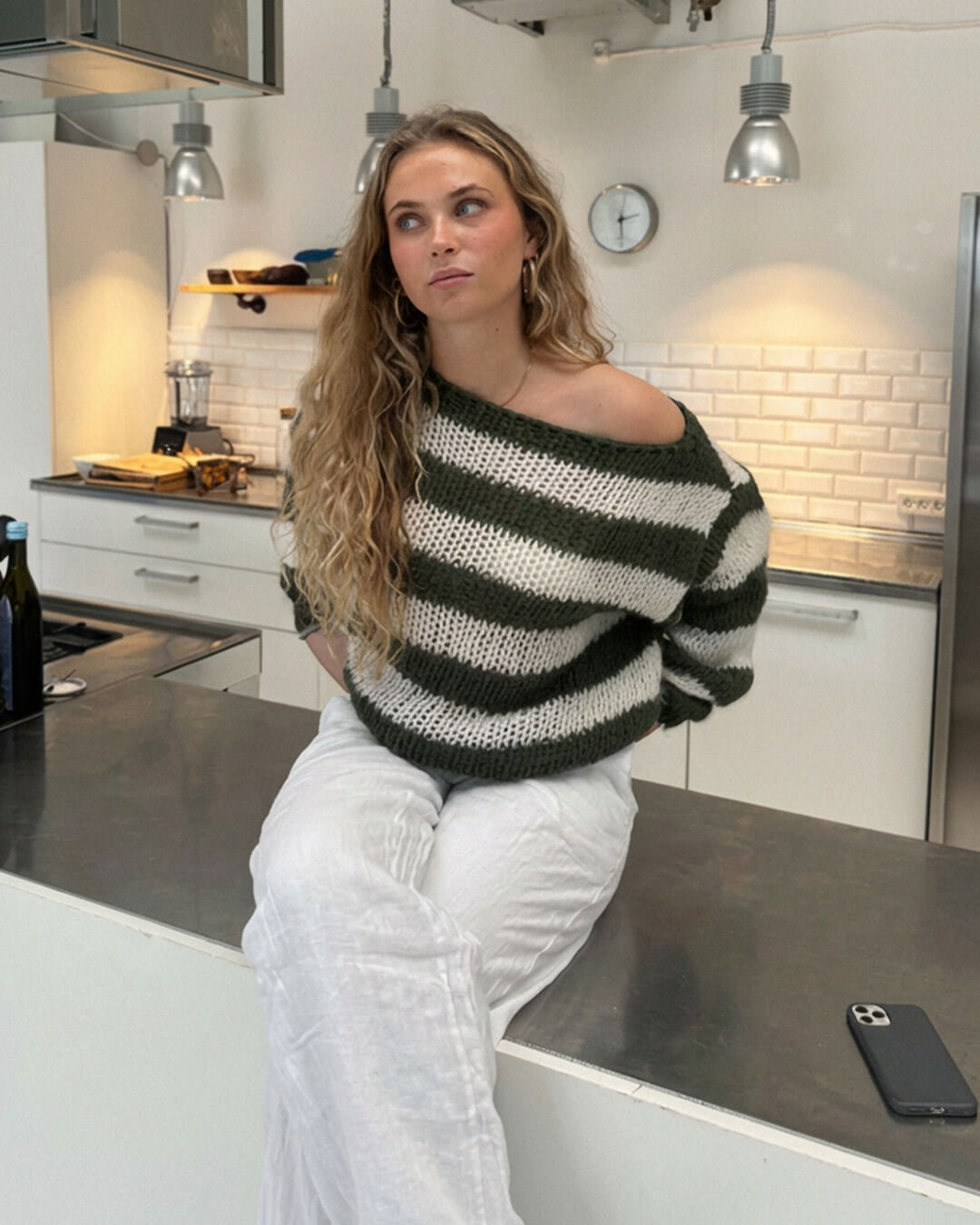 SOERA Rose Striped Loose Sweater - Sweaters - Ew1770344797582797719 Green XS