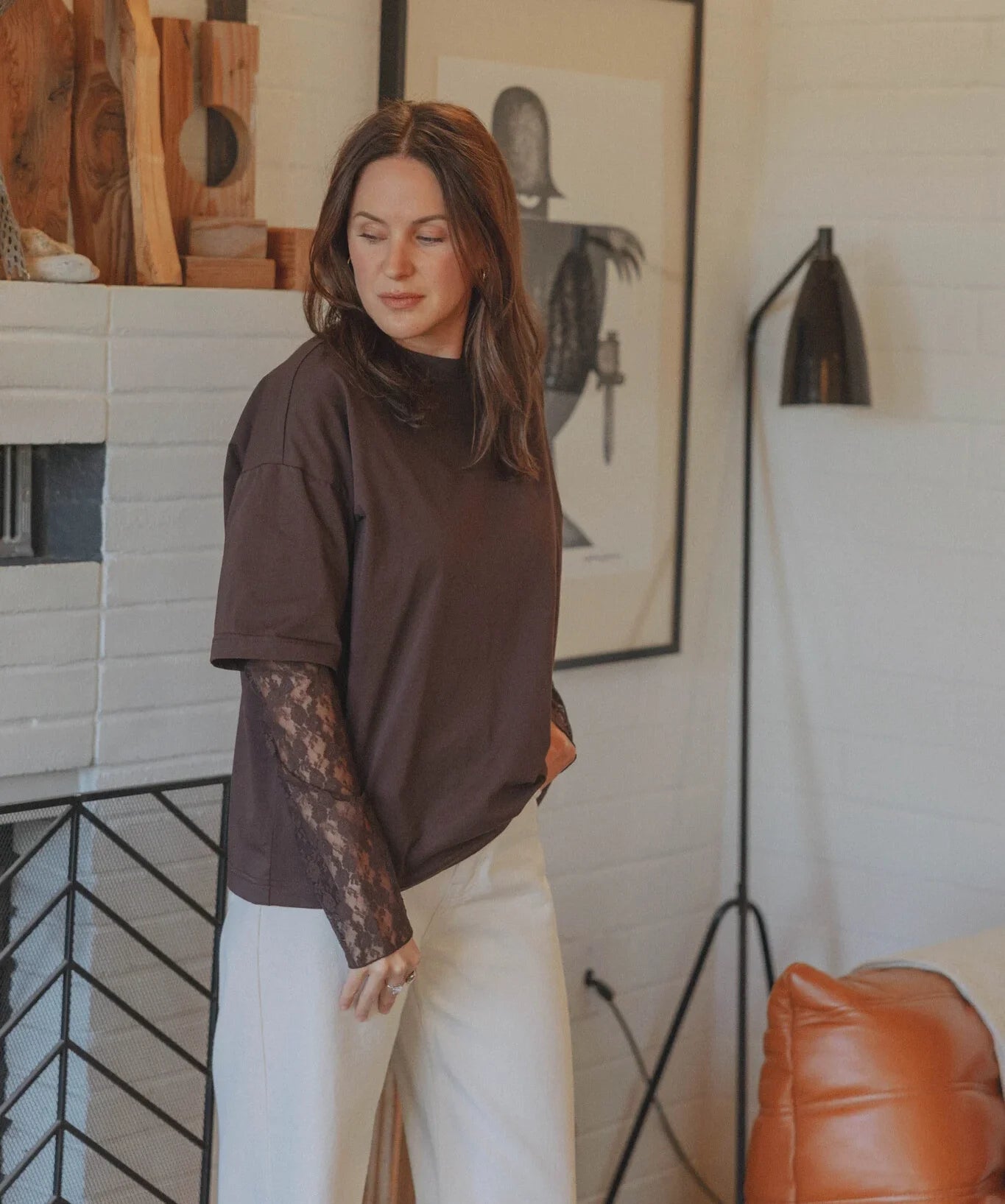 SOERA Bella Lace Splice Long Sleeve Tee - Top -  L