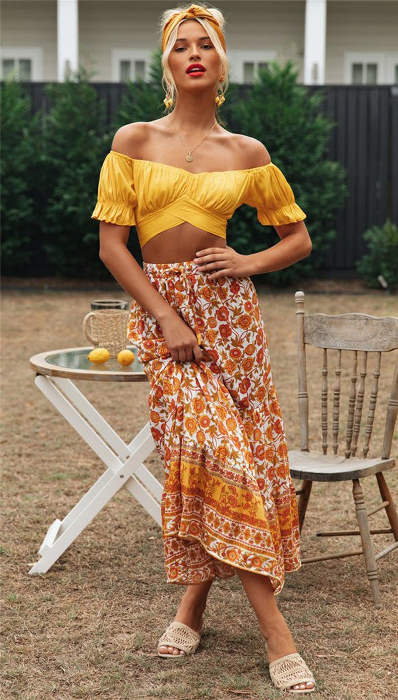 Celeste soepel crop top met pofmouwen