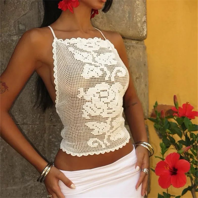 SOERA Indigo Bohemian Crochet Cami Top - Top - SOERA-142019-DEF-OS-27779