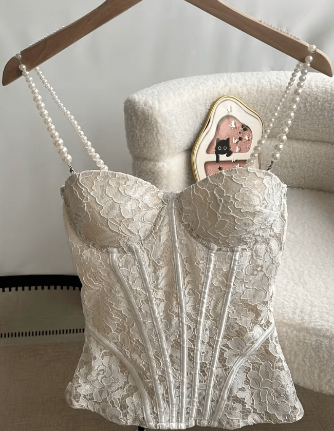 SOERA Aneyla Lace Sheer Bustier Cami Top - Tops -  White L