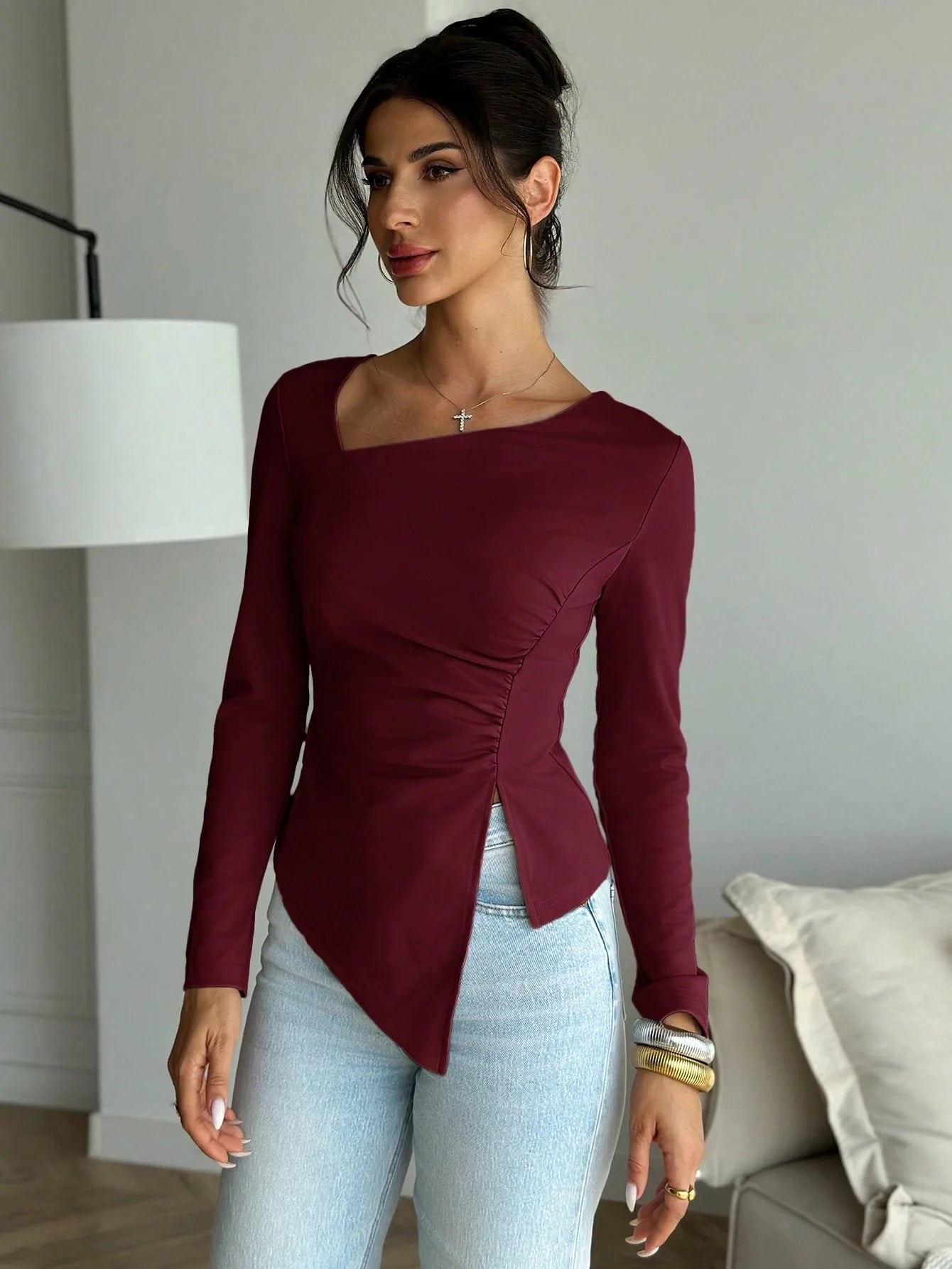 SOERA Annie Asymmetrical Long Sleeve Top - Tops - 1005007979786540-;Gp1770650302570112494 Black XS