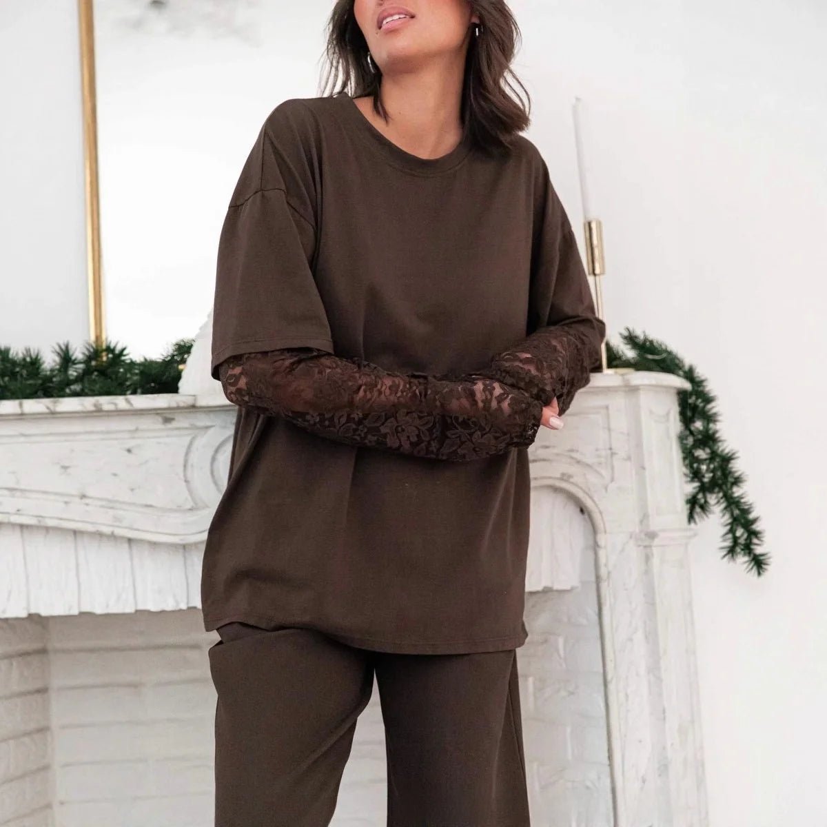 SOERA Bella Lace Splice Long Sleeve Tee - Tops -  S