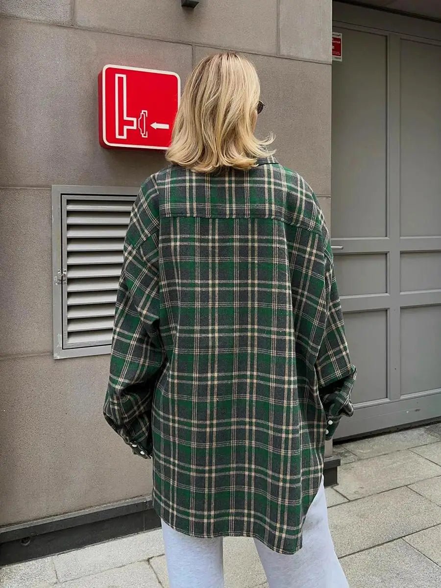 SOERA Emma Loose Checked Blouse - Tops - Tq1770344797580042839 Dark green M