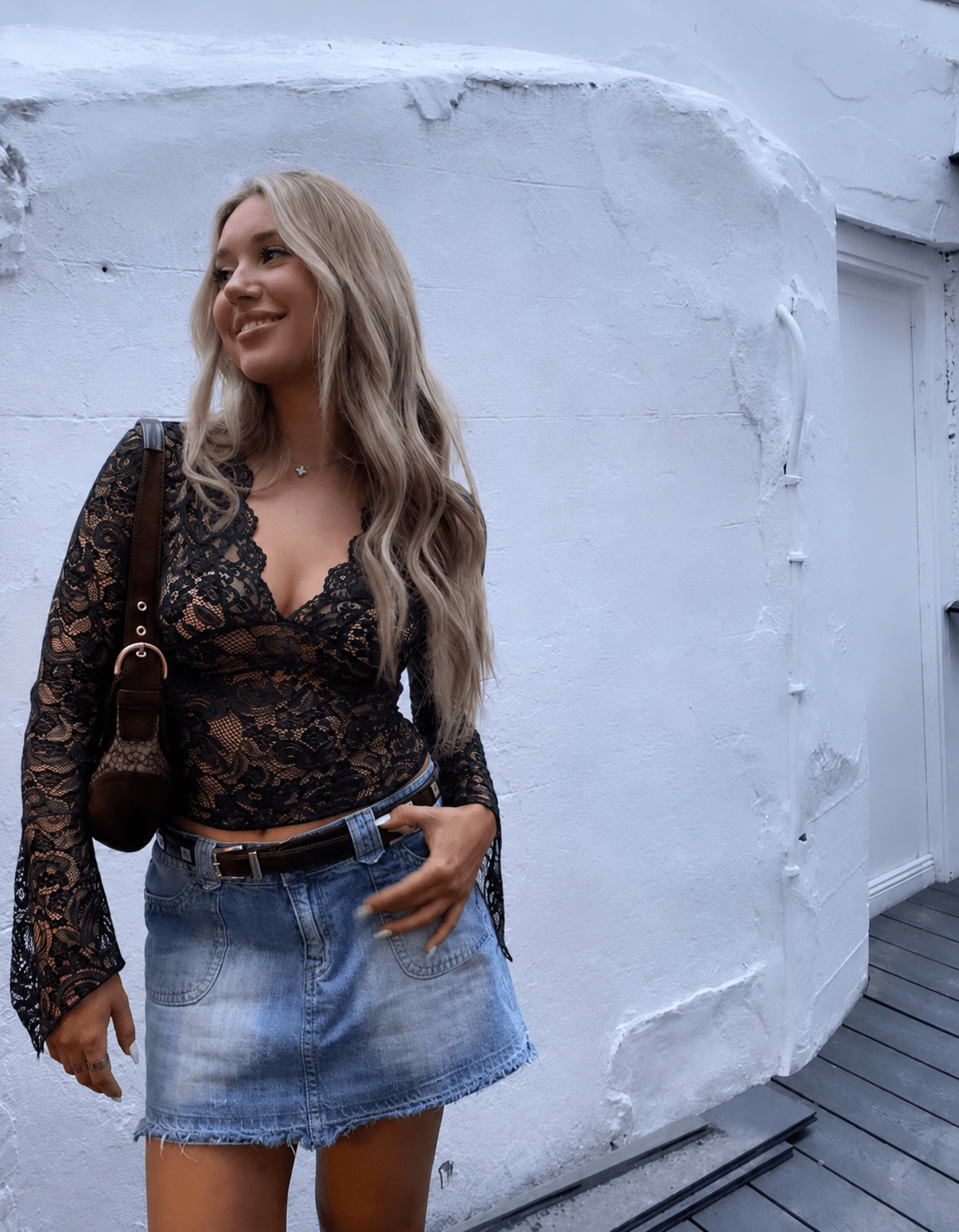Sophia V-hals kanten top
