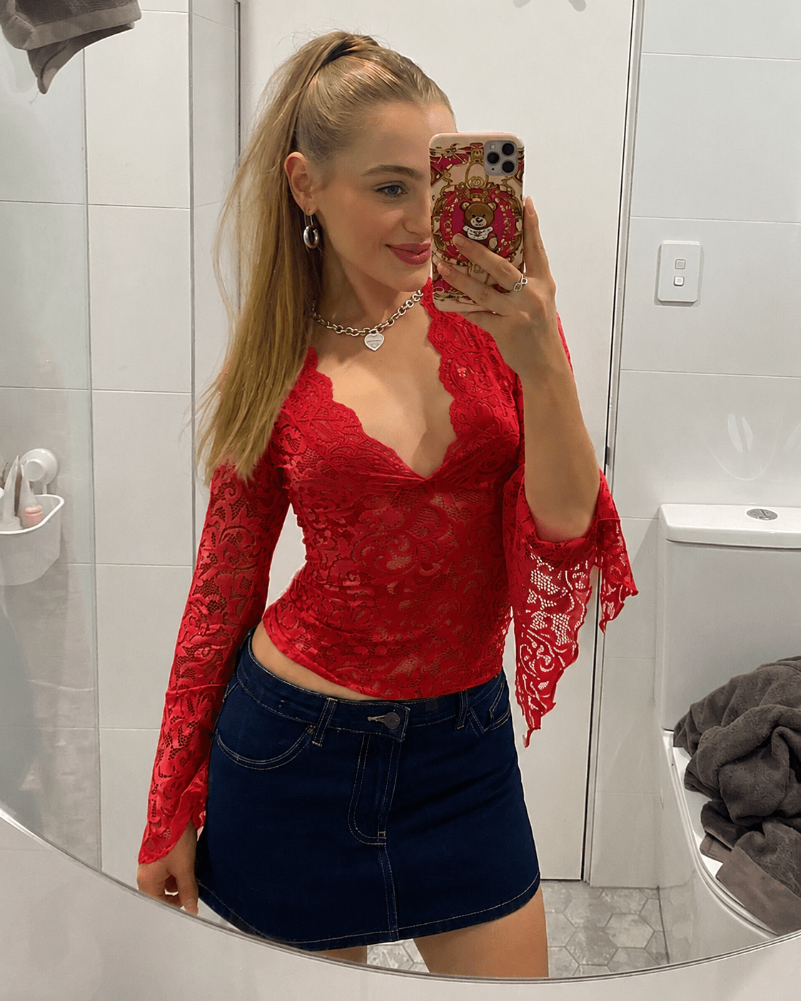Sophia V-hals kanten top