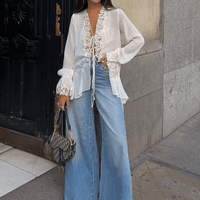 Top cardigan marin ajouré