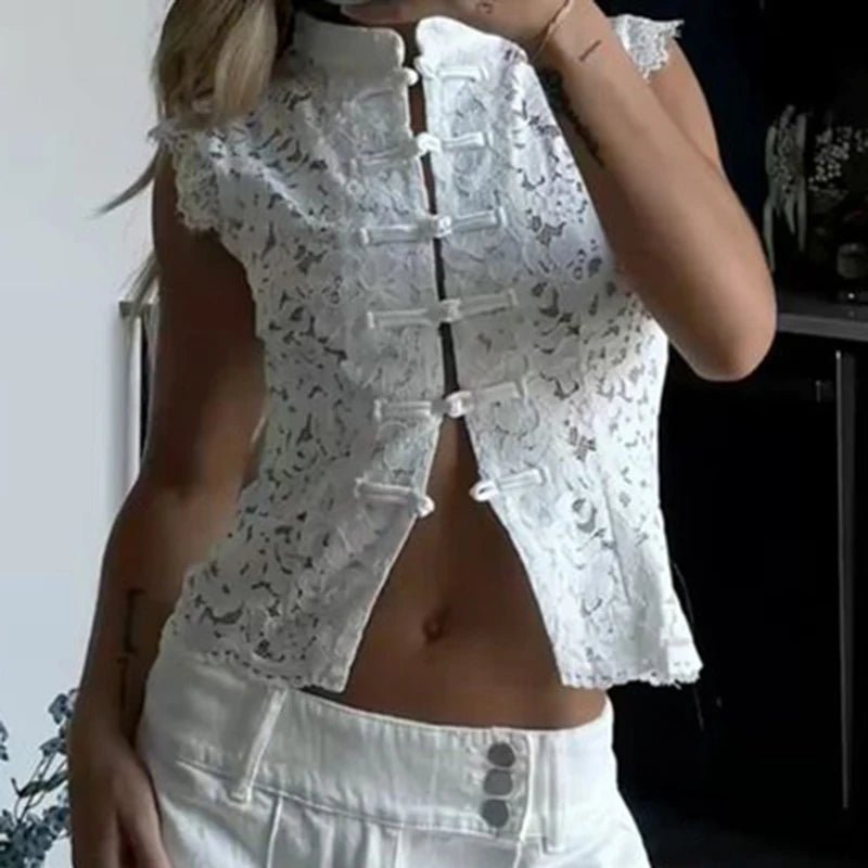 SOERA Odessa Sleeveless Lace Top - Tops - 1005011572413327-;oo1773374039290078776 White L