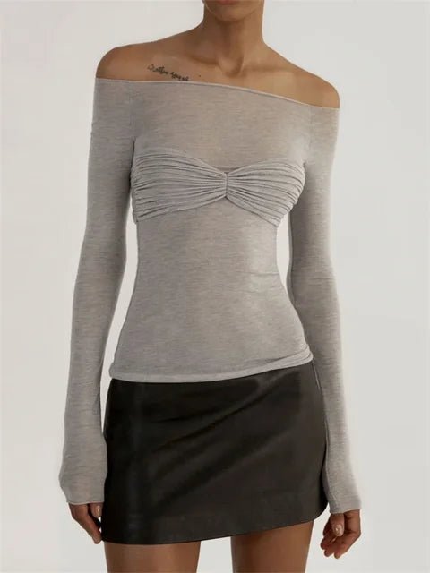 SOERA Sara Mesh Sheer Off - Shoulder Top - Tops - 1287724_T8WI9Q2 grey S