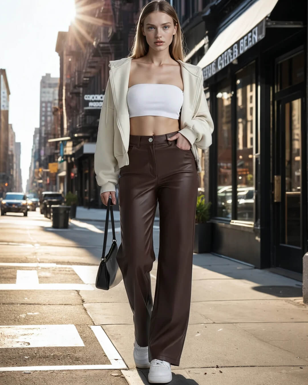 SOERA Cassy Classic Leather Pants - Trousers - JC1764442362189876066 Brown S
