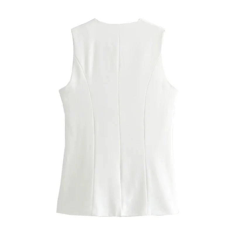 SOERA Priya Button-Up Vest Top - Vest -  White XS